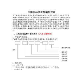 上柴发动机编码规则