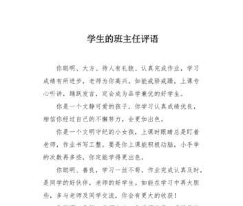 个人总结班主任评语
