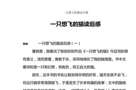 一只想飞的猫故事