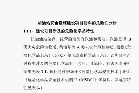 加油站涉及的危险化学品有哪些
