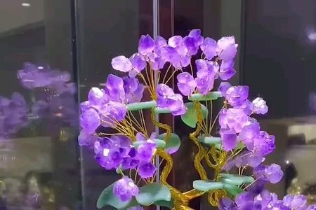 紫色水晶发财树寓意
