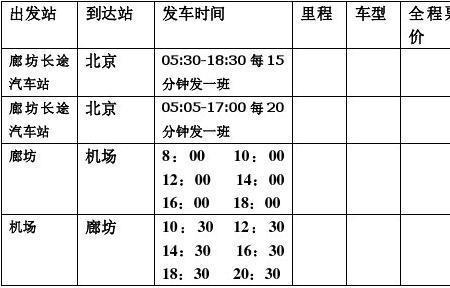 武清到廊坊客车时刻表