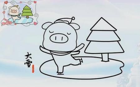 大雪封河简笔画
