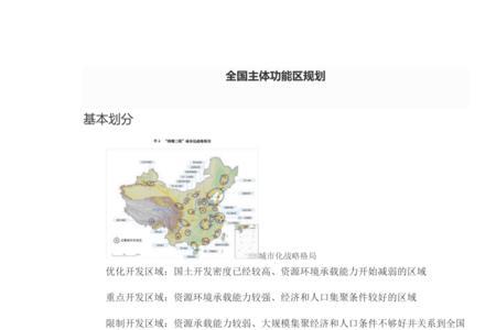 主体功能区规划主要内容
