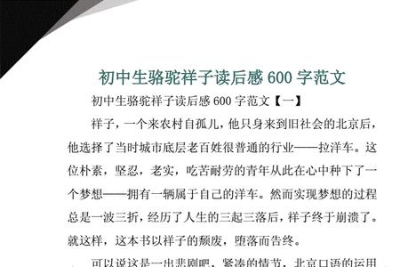 骆驼祥子第140回读后感