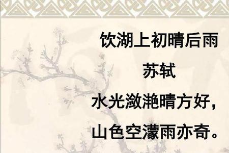 饮湖上初晴后雨古诗停顿划分