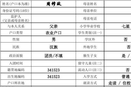 一年级学籍家庭详细地址怎么填
