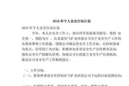 个人安全行动计划的目的和要求