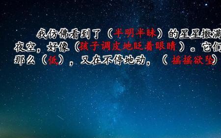四年级语文繁星描写什么画面