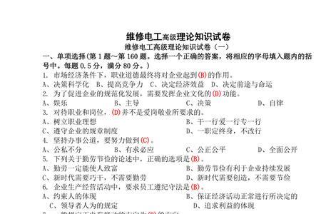 电工职业技能水平书面描述