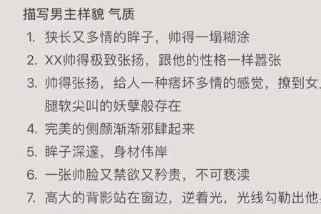 小说形容男主气质的词语