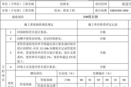 沟槽回填检验批附表怎样填写