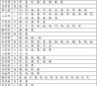 偏旁加工有哪些字