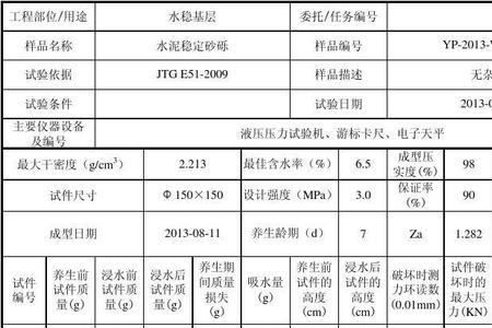 水稳抗压强度计算公式
