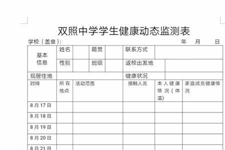 小学师生健康监测表怎么填