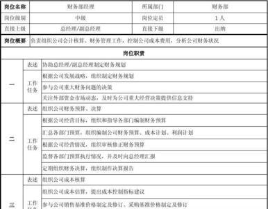 一级财务经理是什么意思