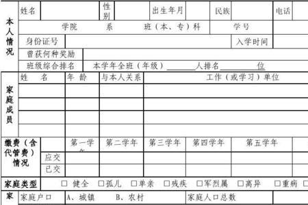 贫困学生申请表人均支出怎么填