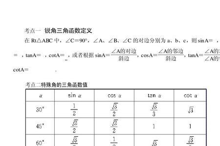 53度三角函数值表
