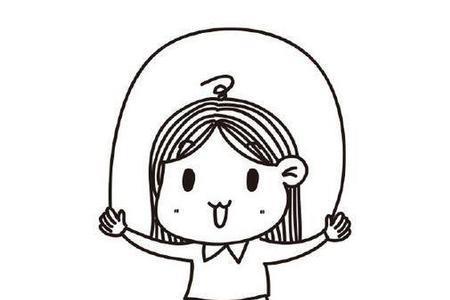 男生女生跳绳简笔画