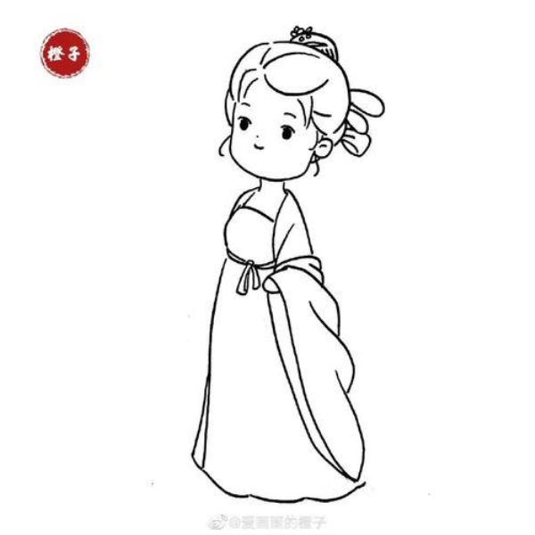 画一个古风少女简单
