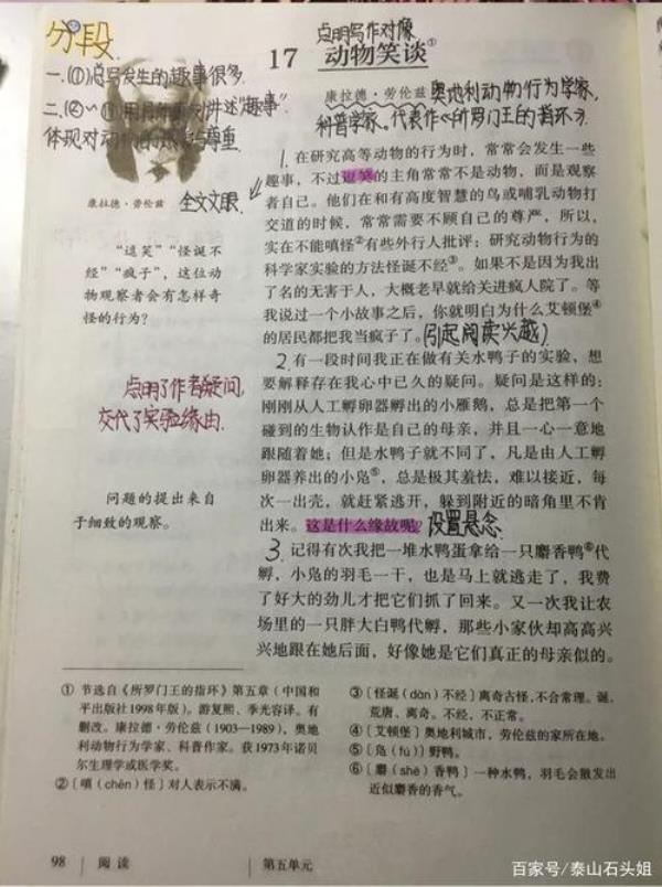 动物笑谈课文生字意思