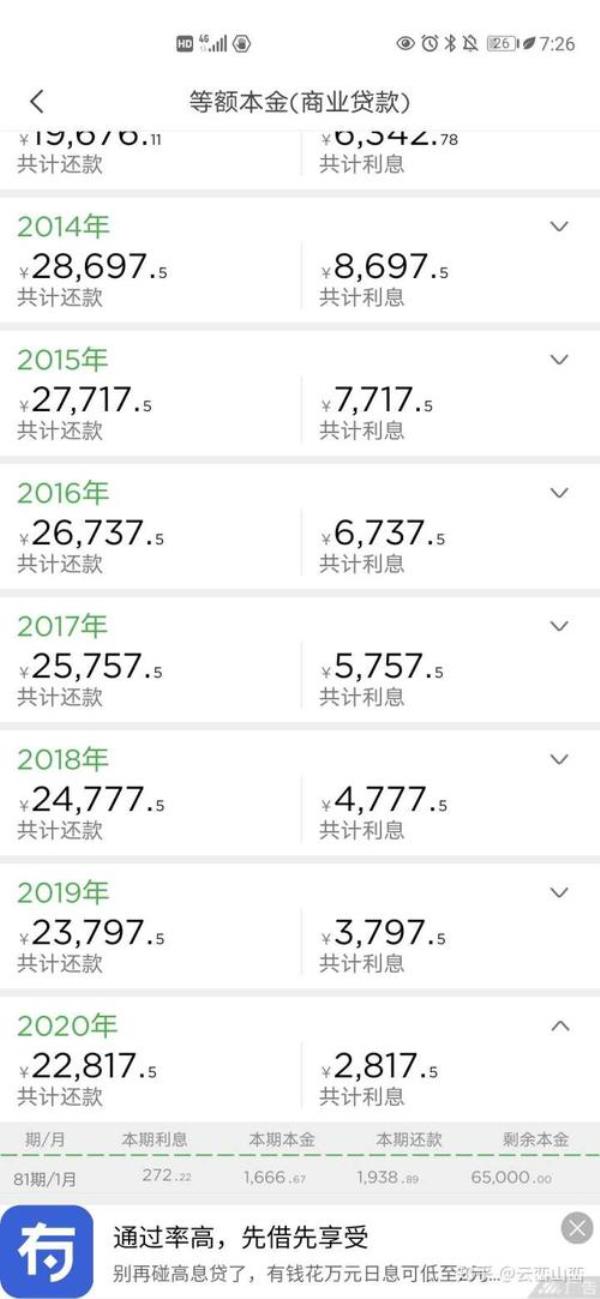 借六万块钱两年利息七千多吗