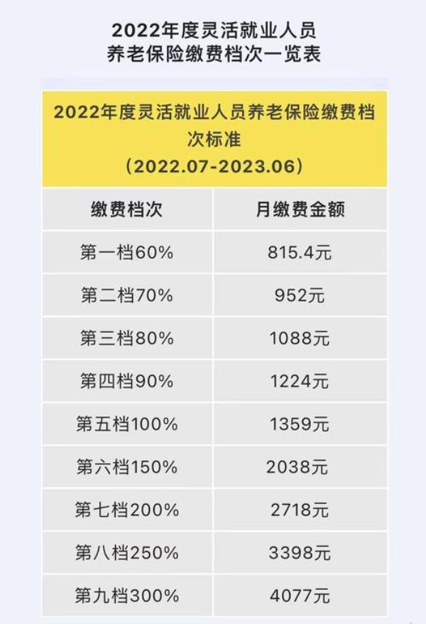 湖北灵活就业缴费标准2022年