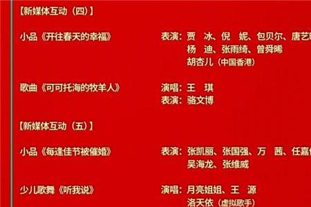 23年春晚节目有哪些