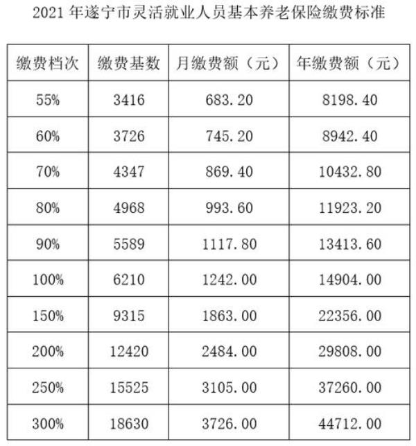 江西2021灵活就业社保缴纳标准
