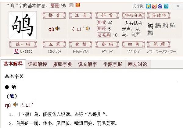 一个户字一个鸟字是什么字呢