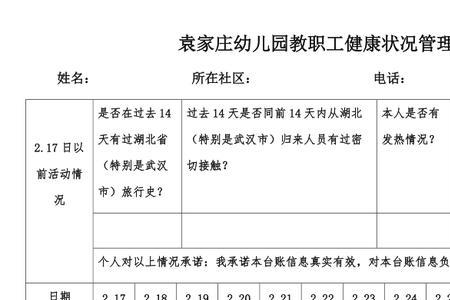 14天自我健康管理表备注怎么填