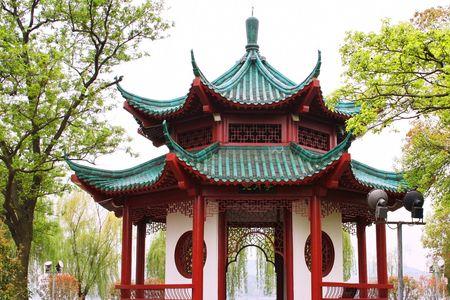 亭子拍照姿势男