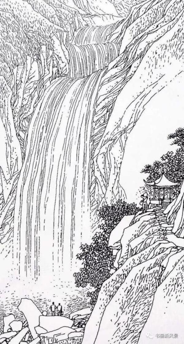 画水帘洞的简笔