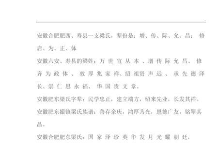 梁姓的类别