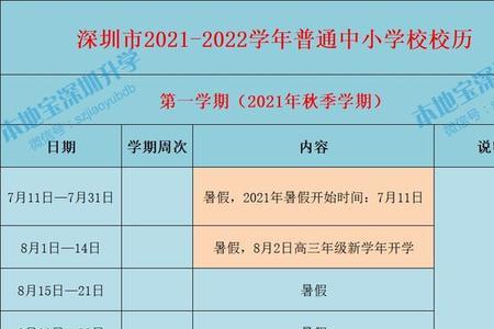 2022寒假中小学放假时间广东深圳