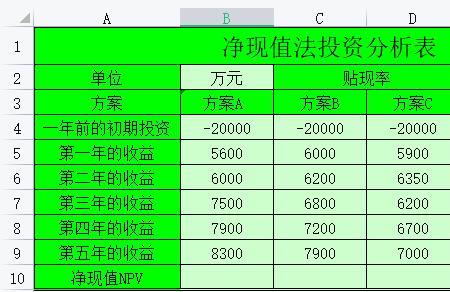 净现值函数参数