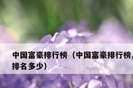 宁波富豪排行榜