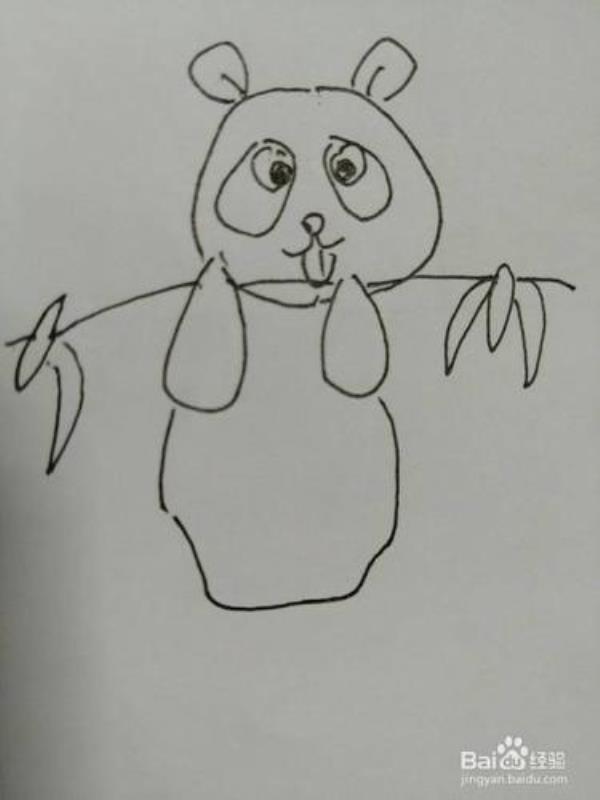 小熊猫吃竹子简笔画