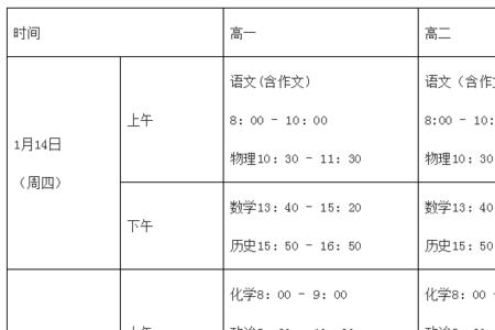 高中什么时候期末考