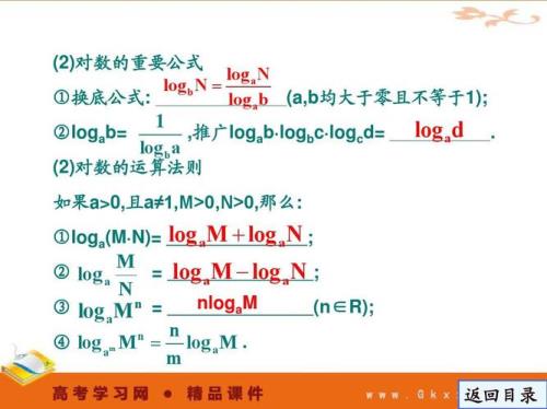 对数函数的十个计算公式是什么