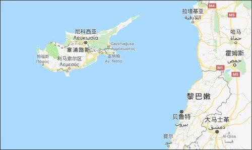 塞浦路斯在世界地图上的位置