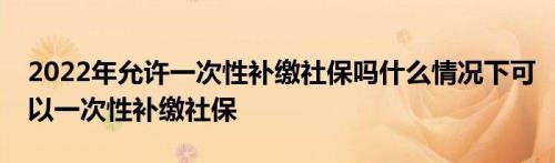明年起社保不给一次性补交了吗