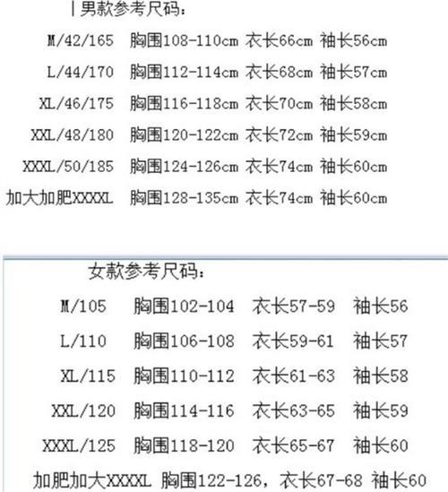 36h胸围尺码表