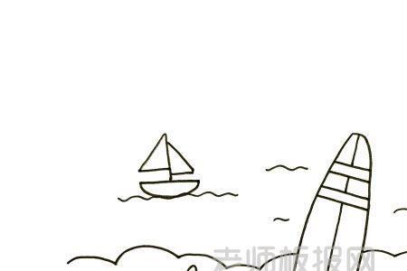 五年级沙滩简笔画