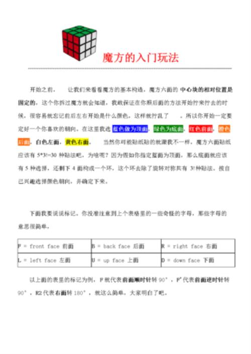 魔方入门玩法