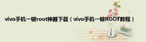 vivo手机怎样root