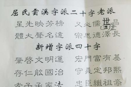 屈姓辈分查询表
