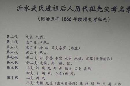 河南武氏家谱的排辈顺序