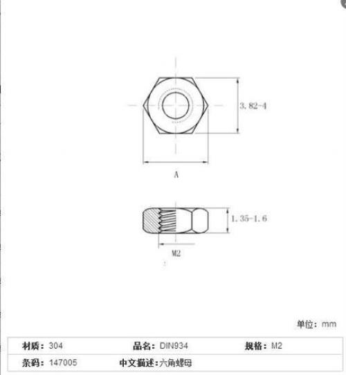 m2.5螺母标准尺寸表