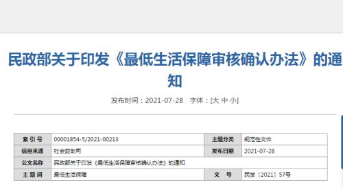最低生活保障号是什么